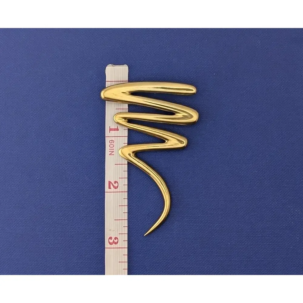 18kt Yellow Gold Zig Zag Squiggle Pin/Brooch - 16.0g